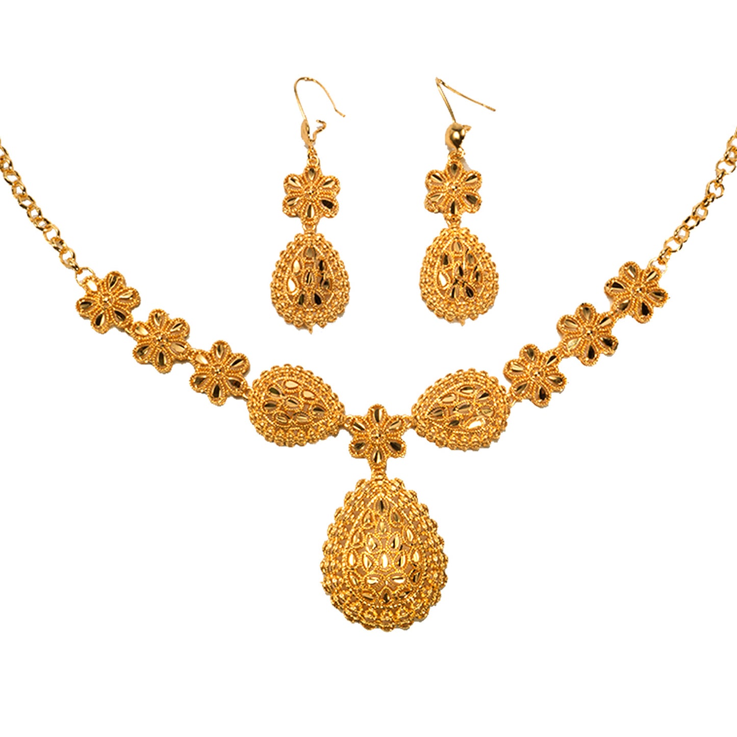 Sieraden Set met 24K Verguld Traditionele Indiaase Bruidsketting met Twee Oorbellen voor Dames