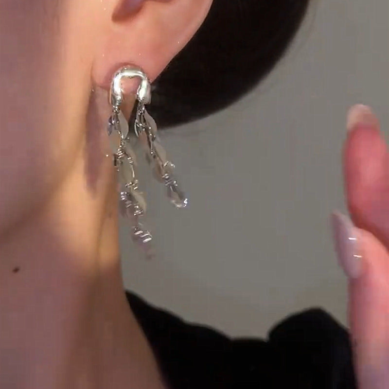 S925 Desinger Speciaal Ontwerp Zilveren Smart Wheat Lange Fringe Oorbellen voor Dames