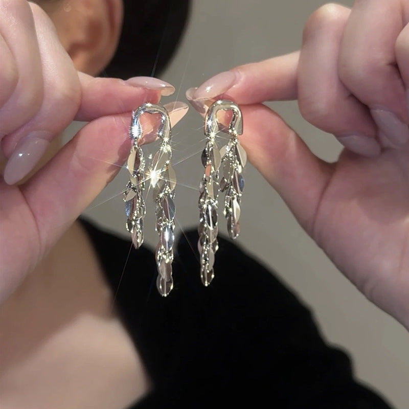 S925 Desinger Speciaal Ontwerp Zilveren Smart Wheat Lange Fringe Oorbellen voor Dames