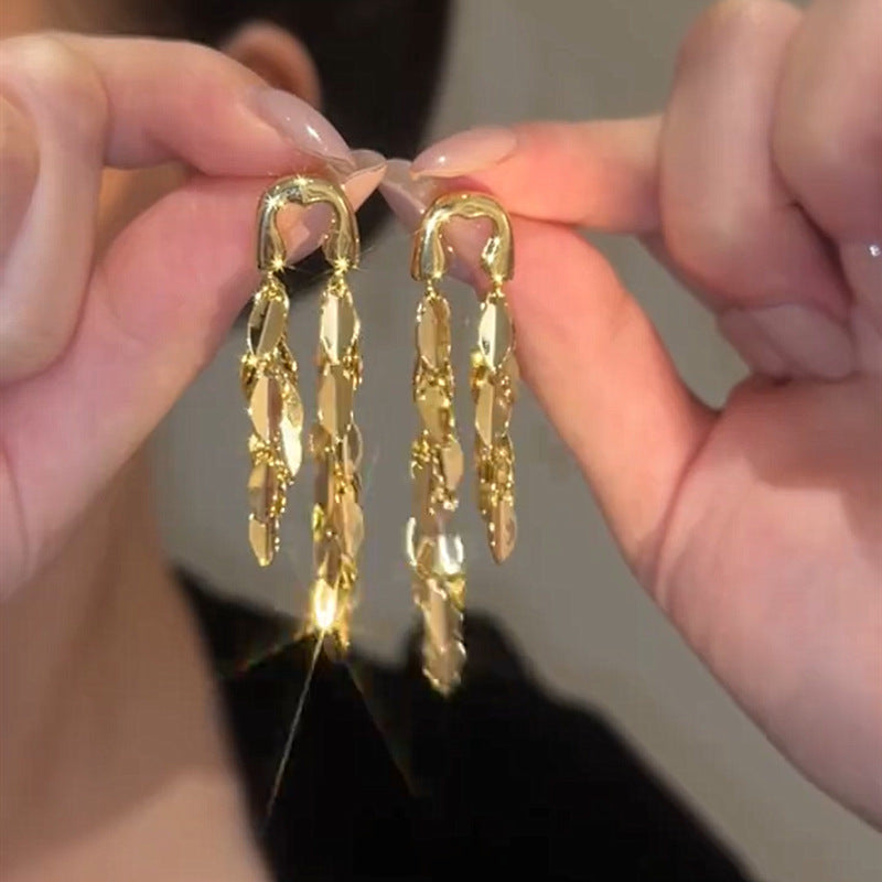 S925 Desinger Speciaal Ontwerp Zilveren Smart Wheat Lange Fringe Oorbellen voor Dames