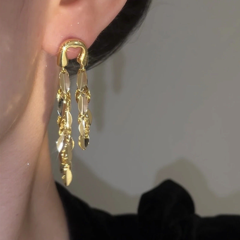 S925 Desinger Speciaal Ontwerp Zilveren Smart Wheat Lange Fringe Oorbellen voor Dames