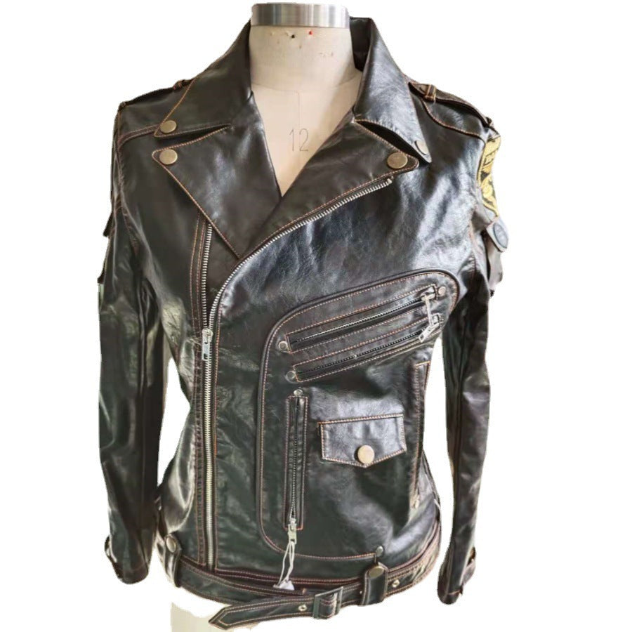 Retro Personality  Multi-pocket Motorjacket van PU-Leer met Ritssluiting voor Heren