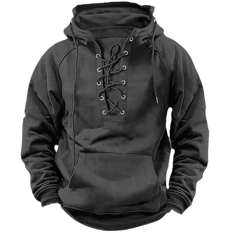 Men's Outdoor Retro Lace-up Hoodie