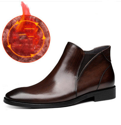 Europese Stijlvolle Designer Casual/Business Elegante Effen Kleur met/zonder Fluweel Puntige Chelsea Boots van Echt Leer met Ritssluiting voor Heren