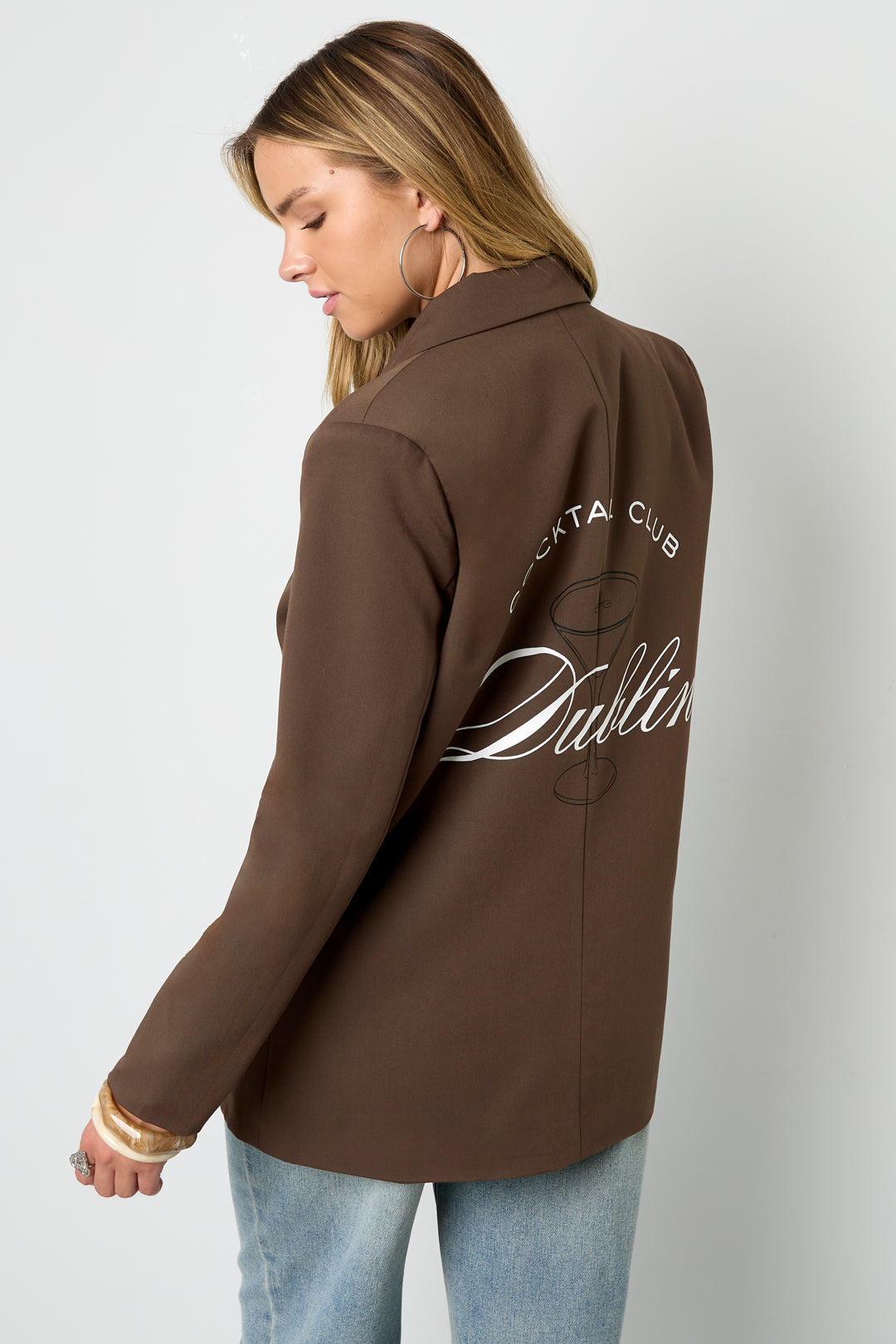 Geweven Polyestervezel Vrouwen Jas Elegant Letters