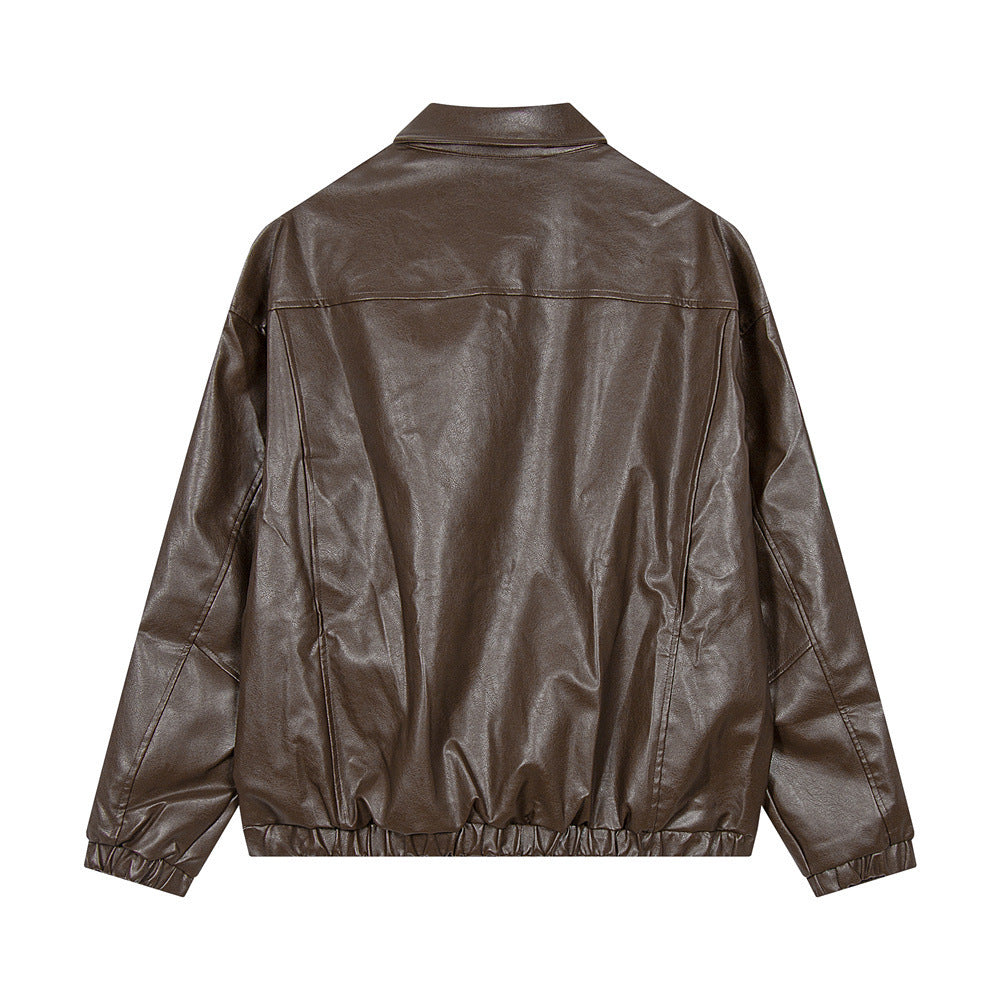 Casual Jacket van PU-Leer met Geborduurde Letters voor Heren