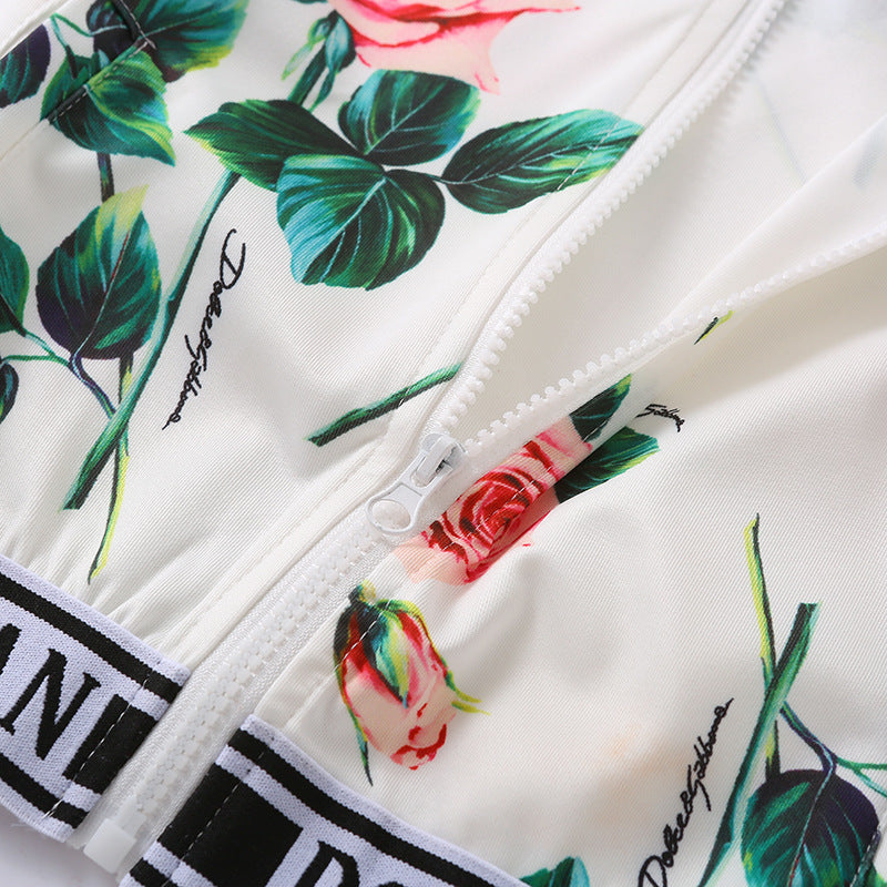 Kindermode 2-delig Set Bloemenprint Sweatvest & Broek voor Meisjes