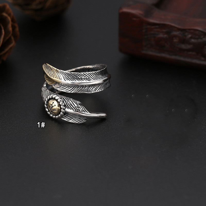 S925 Sterling Zilveren Ring Indiase Veer voor Uniseks