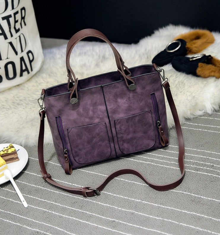 Grote retro-tas voor dames, eenvoudige crossbodytas