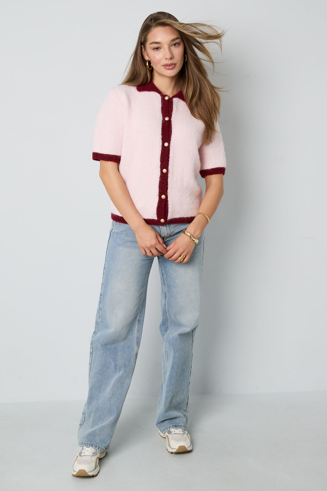 Gebreide Polyestervezel Vrouwen Trui Casual Kleurcontrast