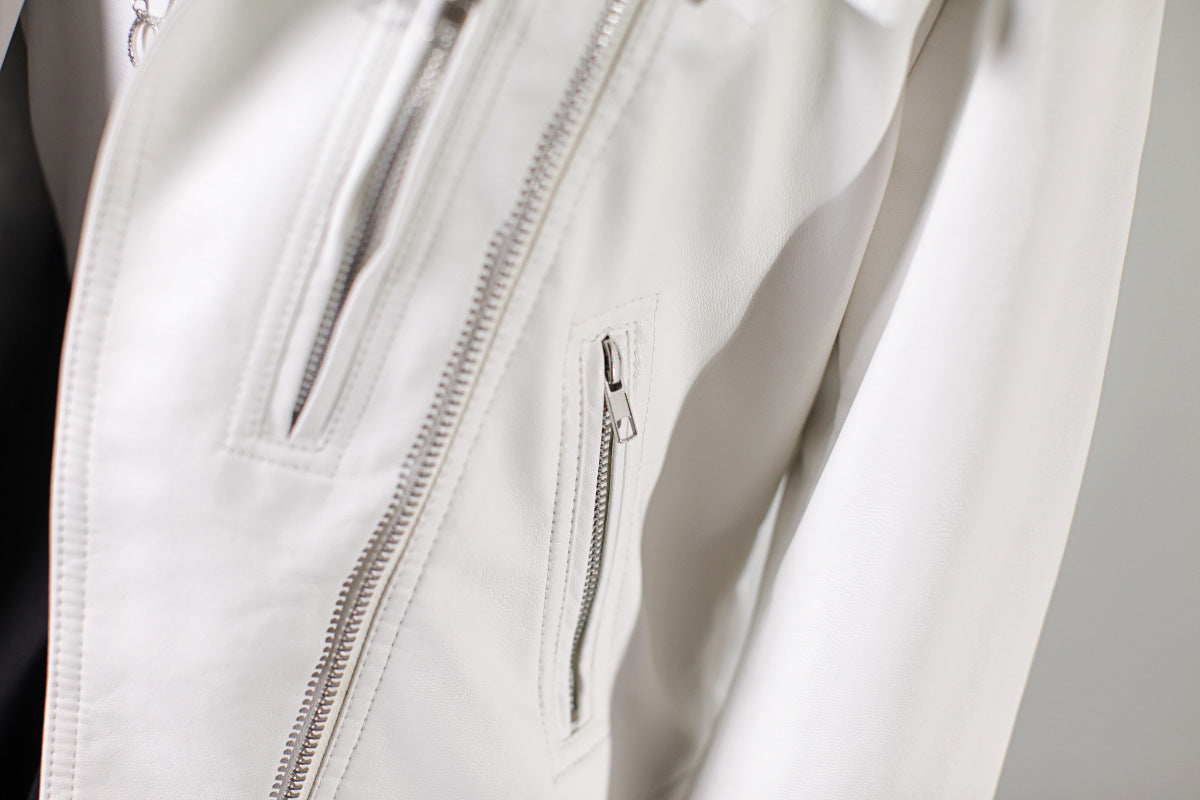 Europese en Amerikaanse Vintage Korte Motorjacket van PU-Leer met Ritssluiting voor Dames