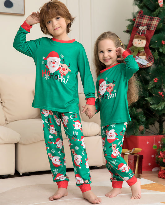 Kerstmis Familie Casual Matching Kerstpyjama Sets met Kerstmisprint voor Gezin & Koppels