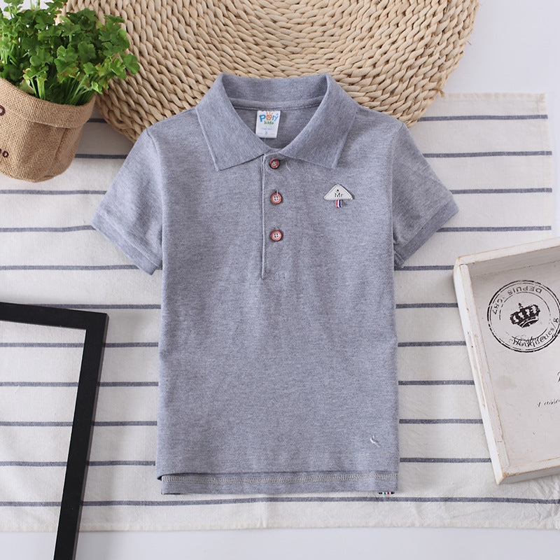 Europese Designer Ontwerp Modieze Casual Effen Kleur Poloshirt met Geborduurde Embleem en Korte Mouwen voor Kids & Teenager