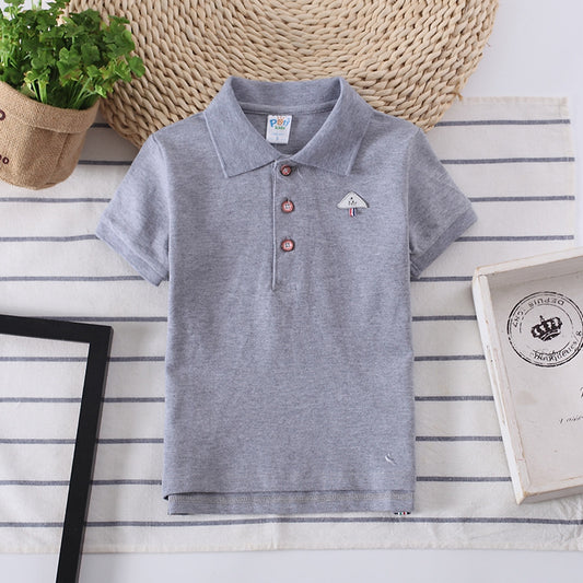 Europese Designer Ontwerp Modieze Casual Effen Kleur Poloshirt met Geborduurde Embleem en Korte Mouwen voor Kids & Teenager