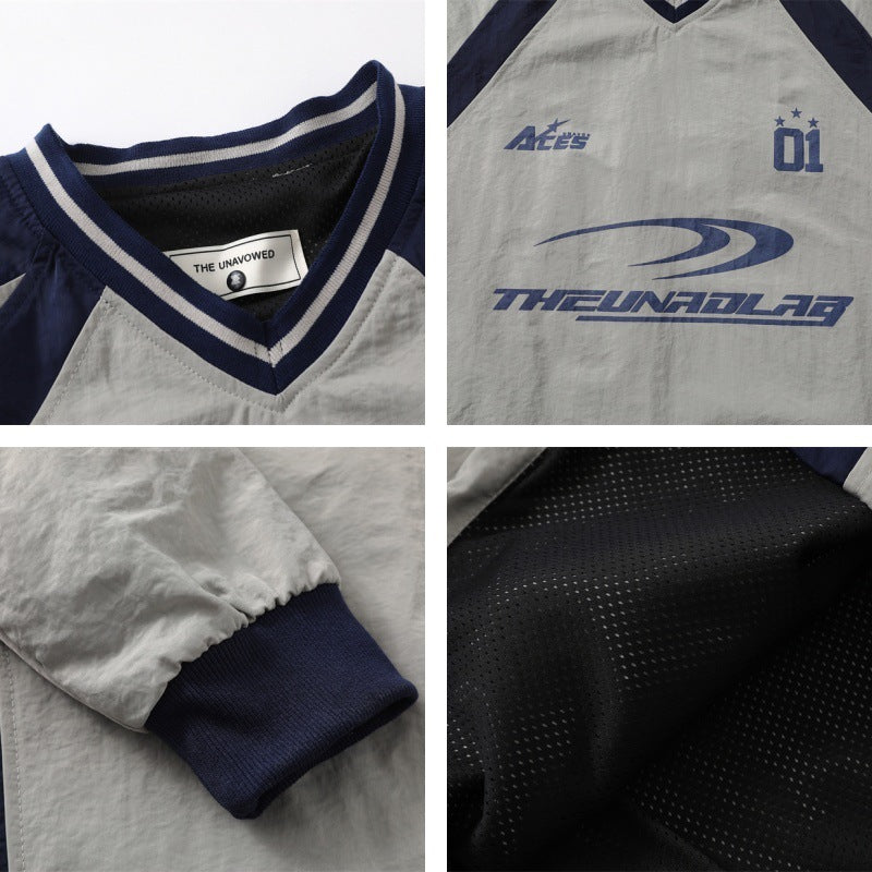 Amerikaanse Retro Contrasterende Letterprint V-hals Trui voor Heren & Jongens