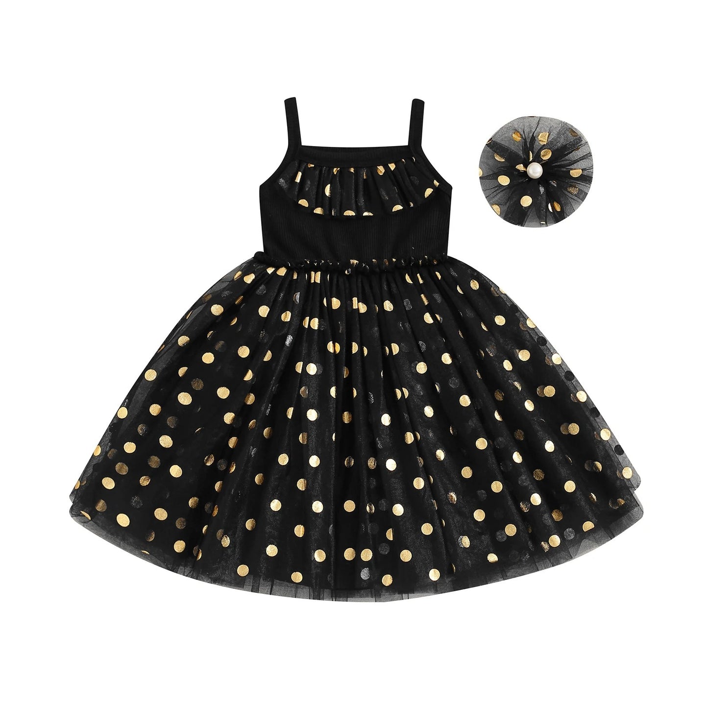 Meisjesjurken Casual Halter Mesh met Hoofdbloem