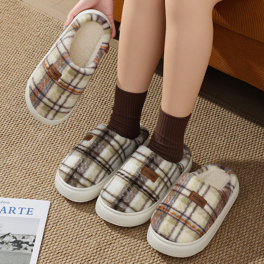 Winterse Comfortabele Gestreepte Warme Pantoffels met Anitslip voor Dames