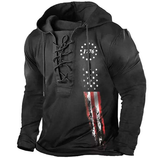 Retro Vlag Print Heren Hoodie