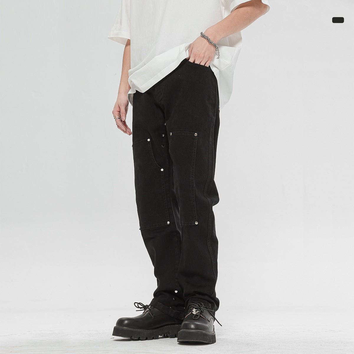 American High Street Rivets Black Skinny Jeans voor Heren