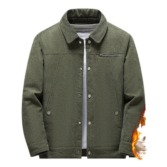 Winter Slim Retro Revers Dikke Corduroy Jas
