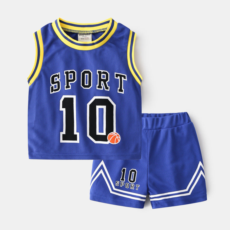 Tide Stijl Tweedelig Basketbaloutfit Tanktop & Shorts voor Kinderen