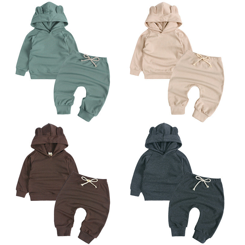 Harlan 2-delige Set Hoodie met Oortjes & Broek met Trekkoord in Europese en Amerikaanse Stijl voor Baby's/ Peuters