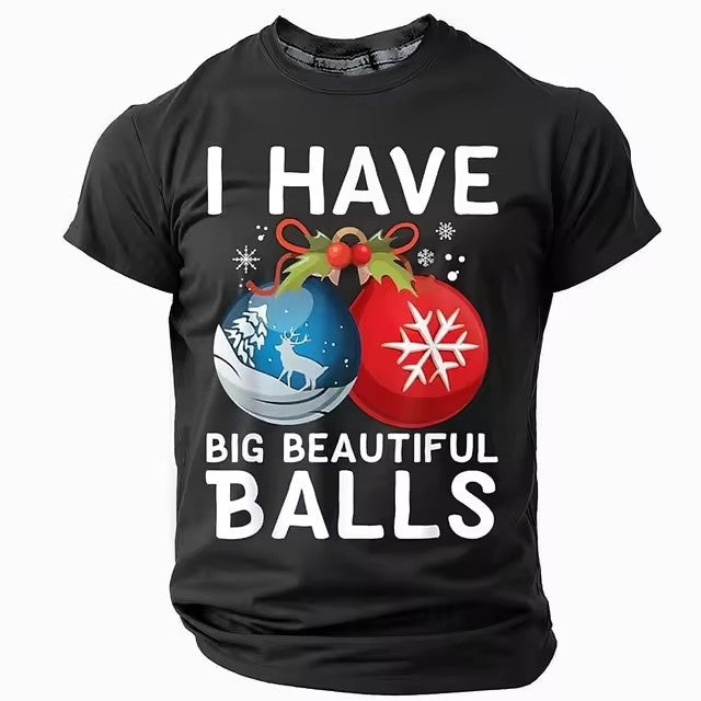 Kerstmis Casual Kerst Humor 3D-Bedrukte Ronde Hals T-shirt met Korte Mouwen voor Heren & Jongens