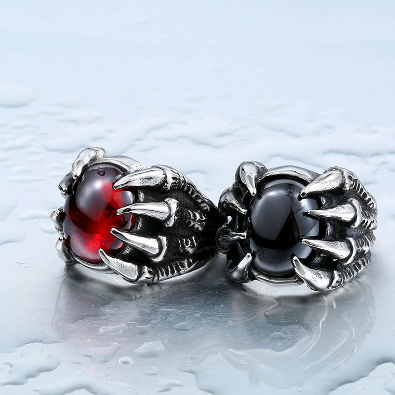 Amerikaanse Vintage Dragon Claw Ring van Roestvrij Titaniumstaal en Zirkonia Steen voor Heren