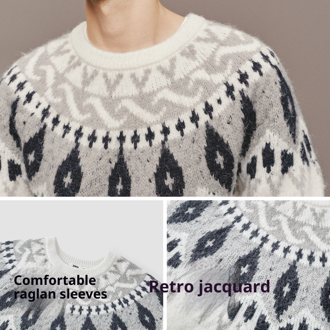 Trendy Casual Jacquard Gebreide Kerst Trui met Ronde Hals en Gebreide Patroon voor Heren