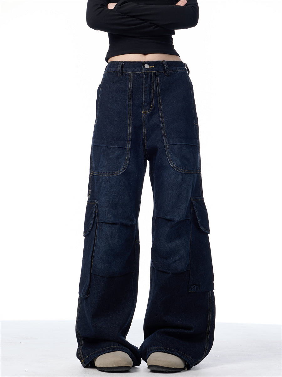 American Designer Vintage Crumpled Cargo Jeans voor Dames & Meiden