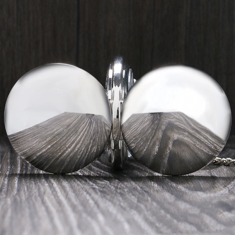 Klassiek Vintage Minimalistisch Tweezijdig Mechanisch Zilveren Zakhorloge met Romeinse Nummer voor Unisex