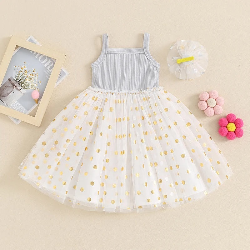 Meisjesjurken Casual Halter Mesh met Hoofdbloem