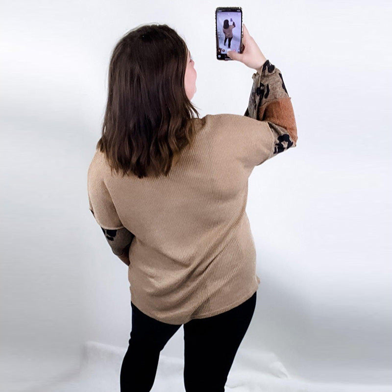 Contrasterende Trui met Luipaardprint  in Europese en Amerikaanse Stijl voor Dames & Meiden