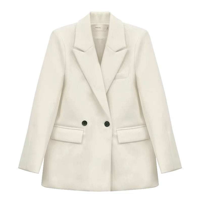 Forens Effen Kleur Wollen Blazer in Hepburn Stijl voor Dames