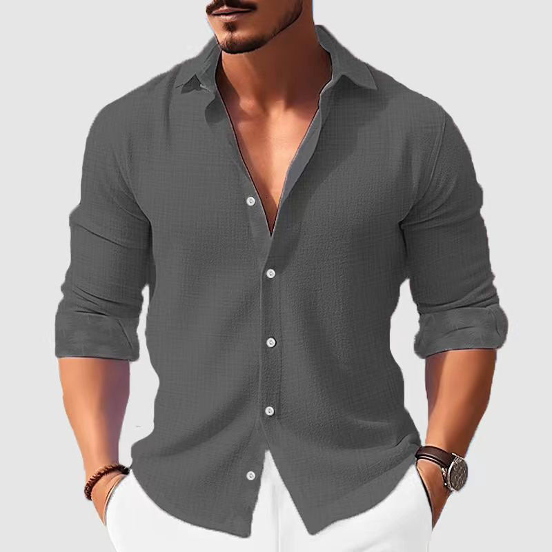 Trendy Casual Oversized Overhemd met Bedrukte Lange Mouwen en Knoopsluiting voor Heren & Jongens