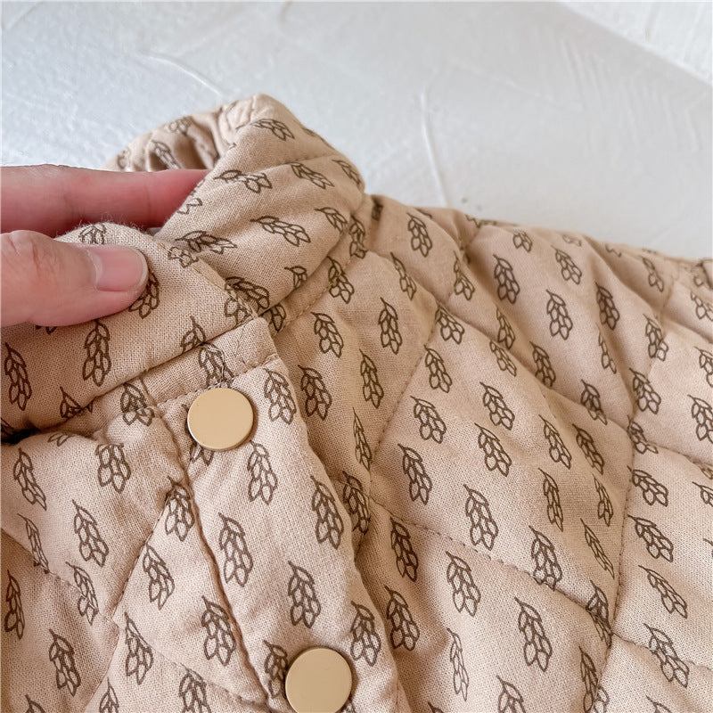 Casual Katoenen Winterjas met Bladeren voor Kinderen