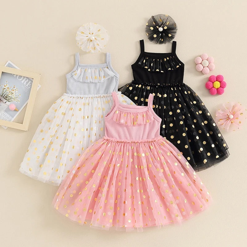 Meisjesjurken Casual Halter Mesh met Hoofdbloem