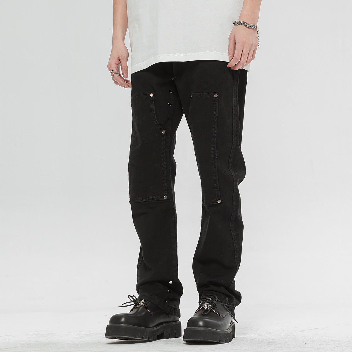 American High Street Rivets Black Skinny Jeans voor Heren