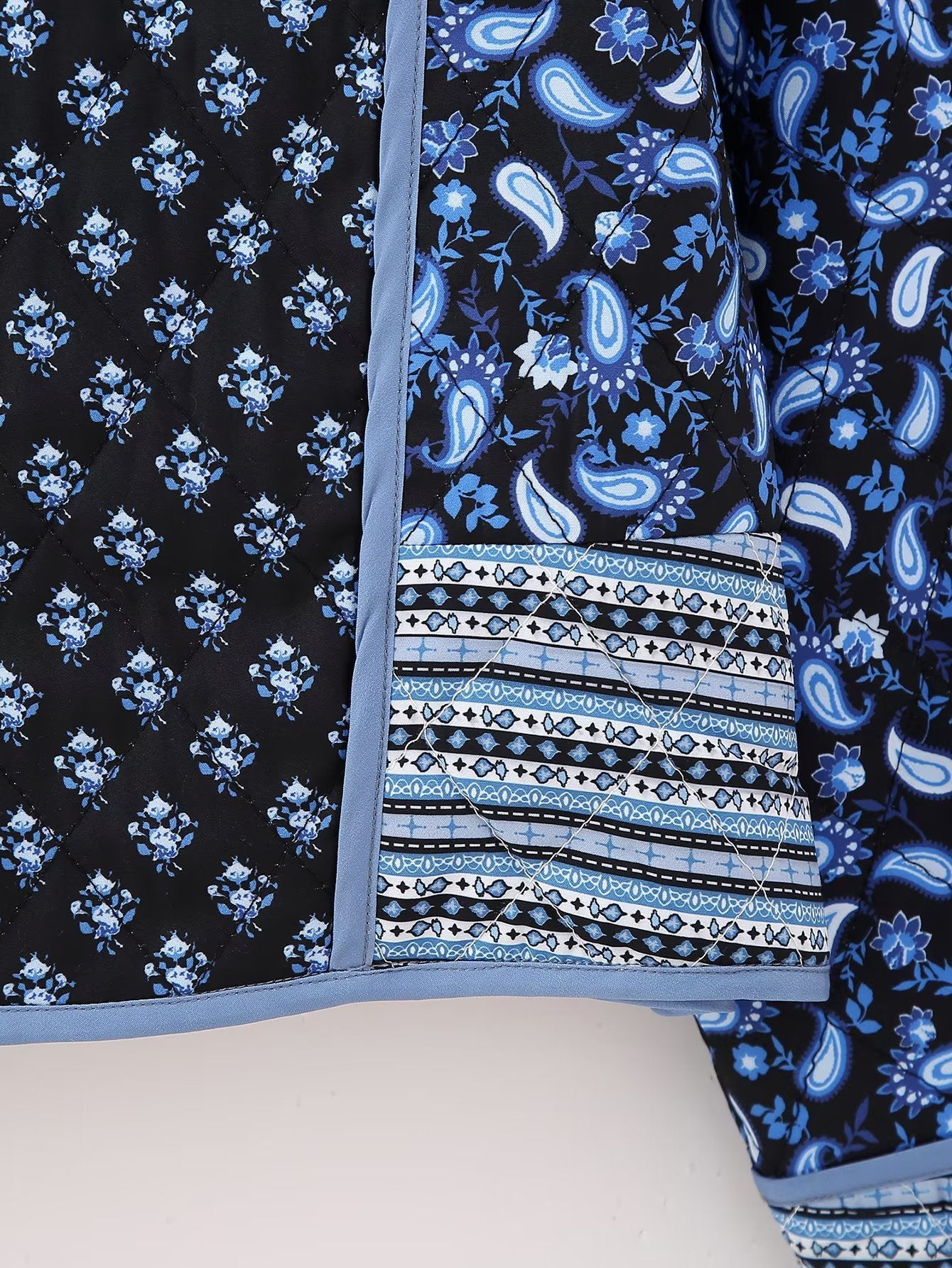 Europese en Amerikaanse Dubbelzijdig Gewatteerd Cropped Jacket met Bloemenprint voor Dames & Meiden