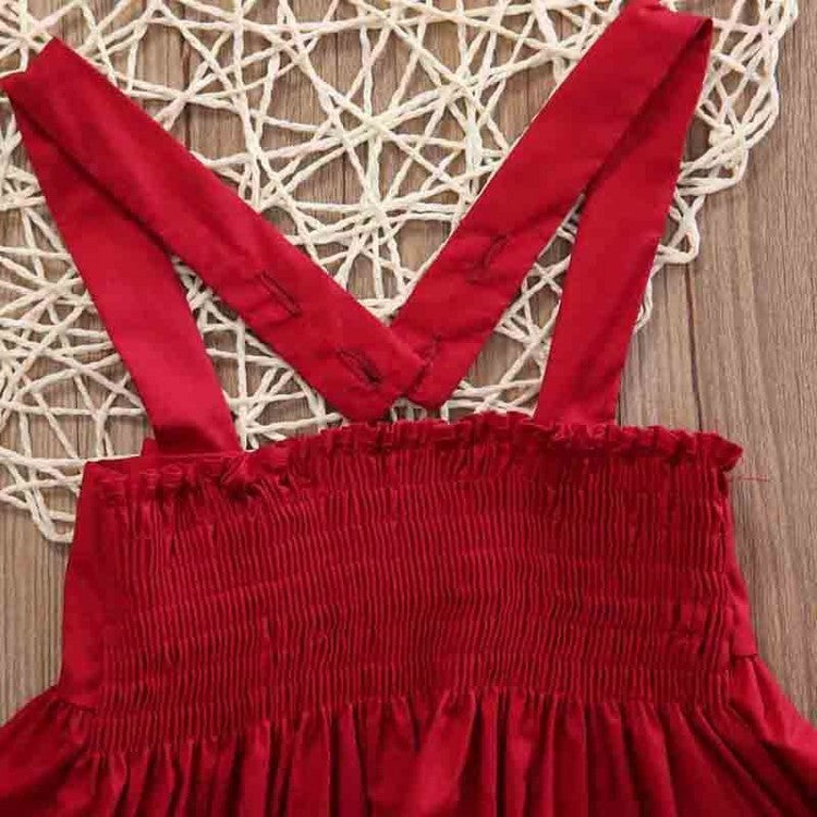 Rode Feestjurk met Strik voor Meisjes