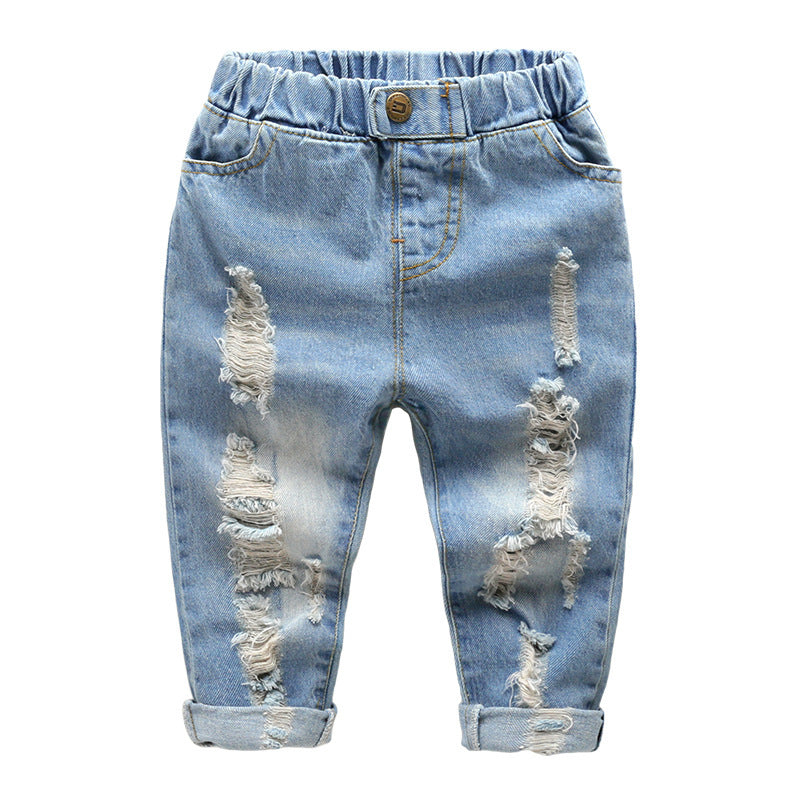 Kindermode Effen Kleur Ripped Jeans voor Peuters/ Kinderen