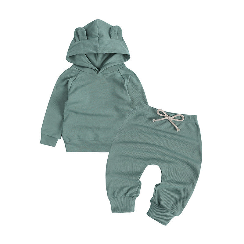 Harlan 2-delige Set Hoodie met Oortjes & Broek met Trekkoord in Europese en Amerikaanse Stijl voor Baby's/ Peuters