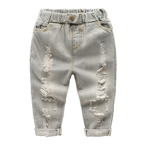 Kindermode Effen Kleur Ripped Jeans voor Peuters/ Kinderen