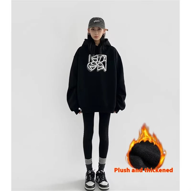 Amerikaanse Stijl Trendy Hoodie Regular/ Fluweel met Print voor Dames/ Plus-size & Meiden