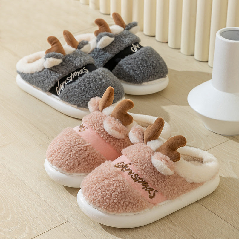 Kerstmis Winter Zachte Gezellige Slip On Elanden Huispantoffels voor Unisex