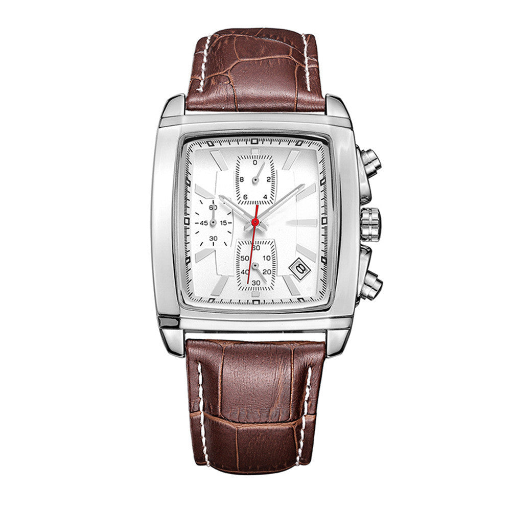 Fashion Vintage Vierkant Multifunctioneel Quartz Horloge voor Heren