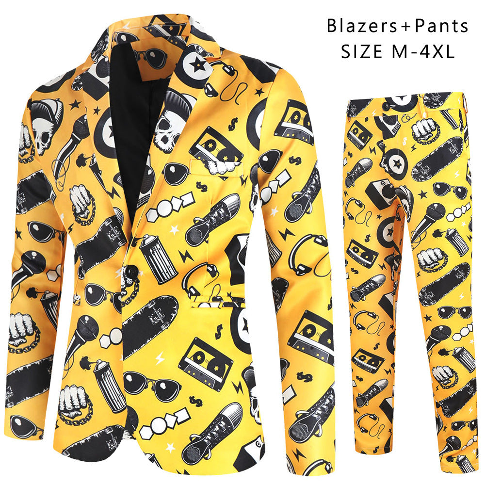 Trendy 2-delige Kostuum met Digitale Bedrukking voor Heren & Jongens