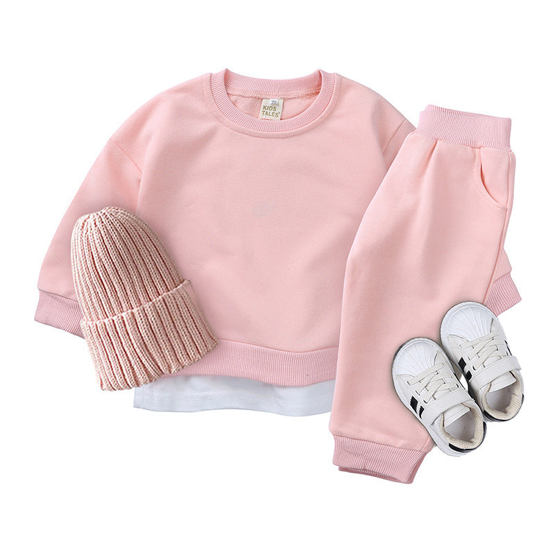 Ins 2-delig Casual Sportpak Effen Kleur Sweatshirt & Broek voor Peuters/Kinderen