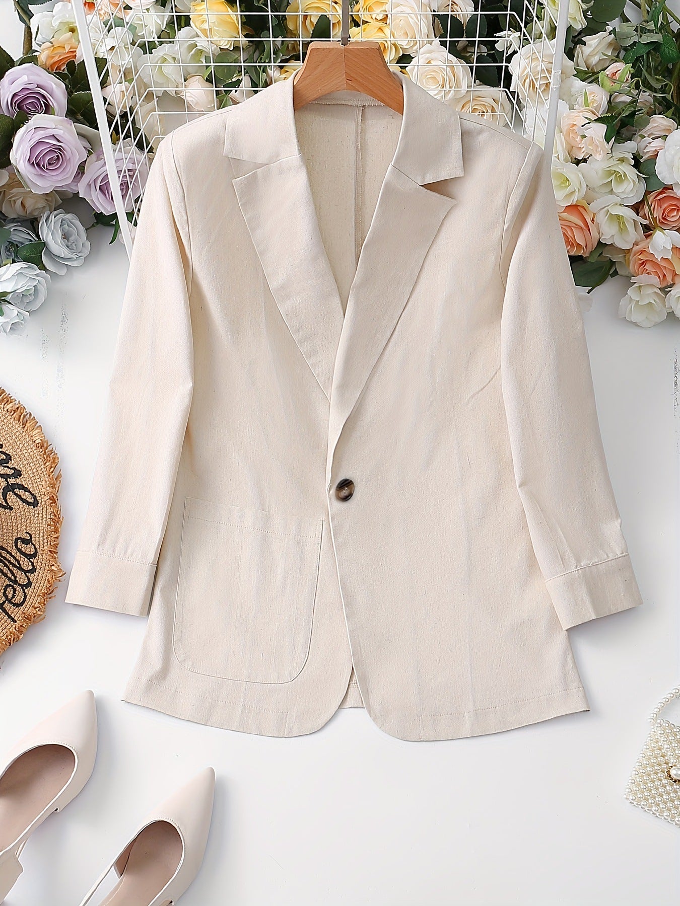 Elegante Lichtgrijze Blazer voor Dames & Plus-size