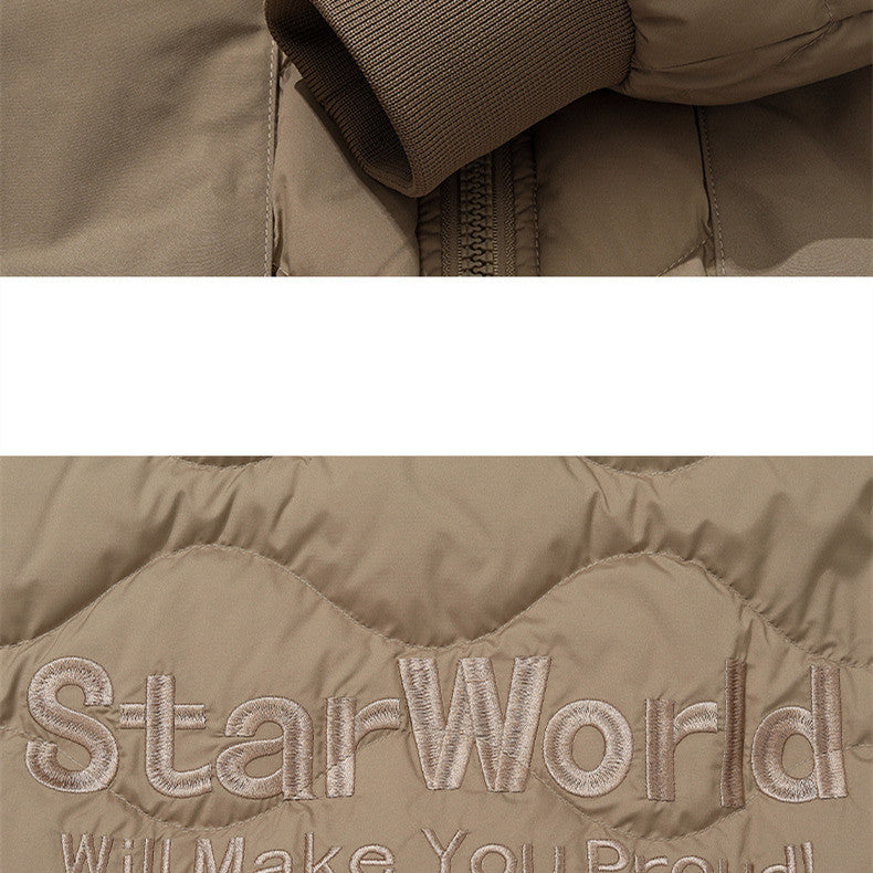 Trendy Designers Ontwerp Spliced Diamond Insulation Winterjas met Ritssluiting voor Heren